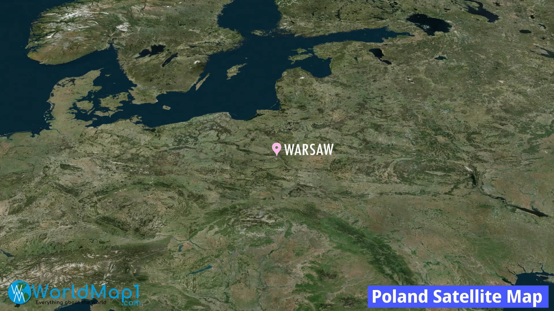 Carte Satellite Pologne et Varsovie